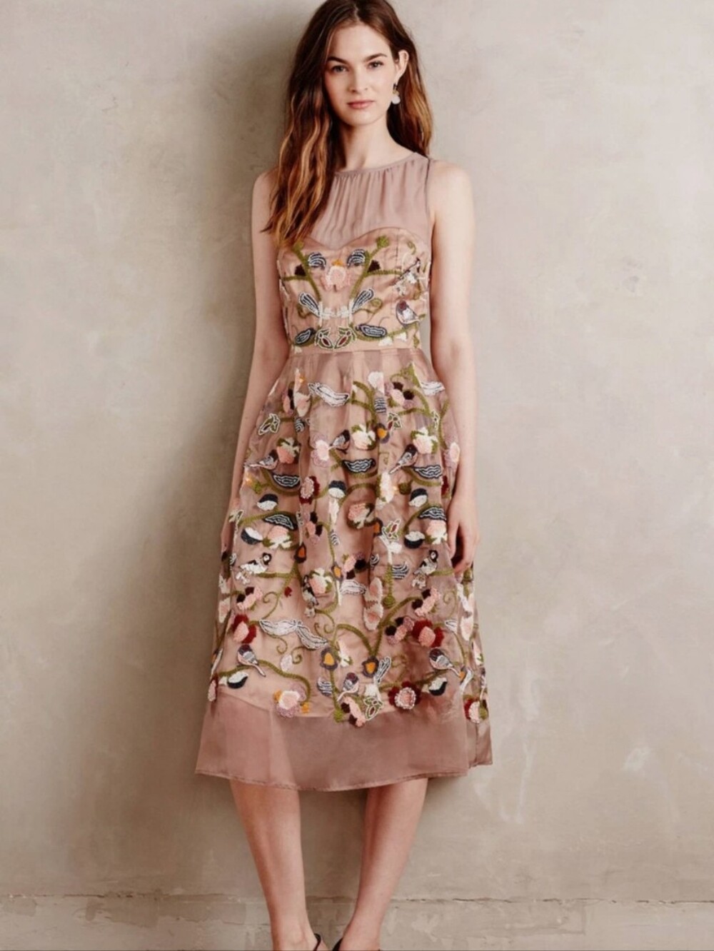 Anthropologie Embroidered Novelette Dress Moulinette Soeurs